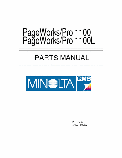 Konica Minolta QMS pagepro 1100 Konica Minolta QMS pagepro 1100 Service Manual and Parts Manual